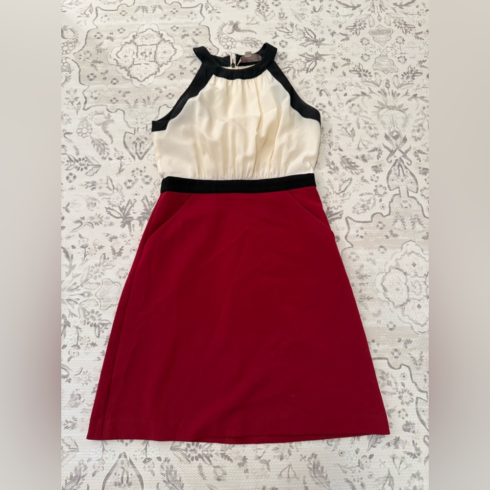 LOFT Black and Cream Dress